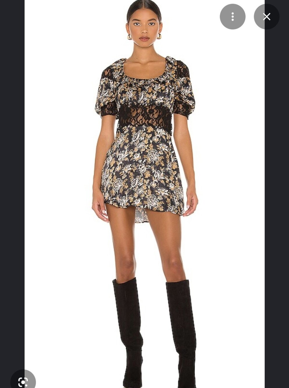 Free People Lucie Mini in Black, Floral Mini Dress